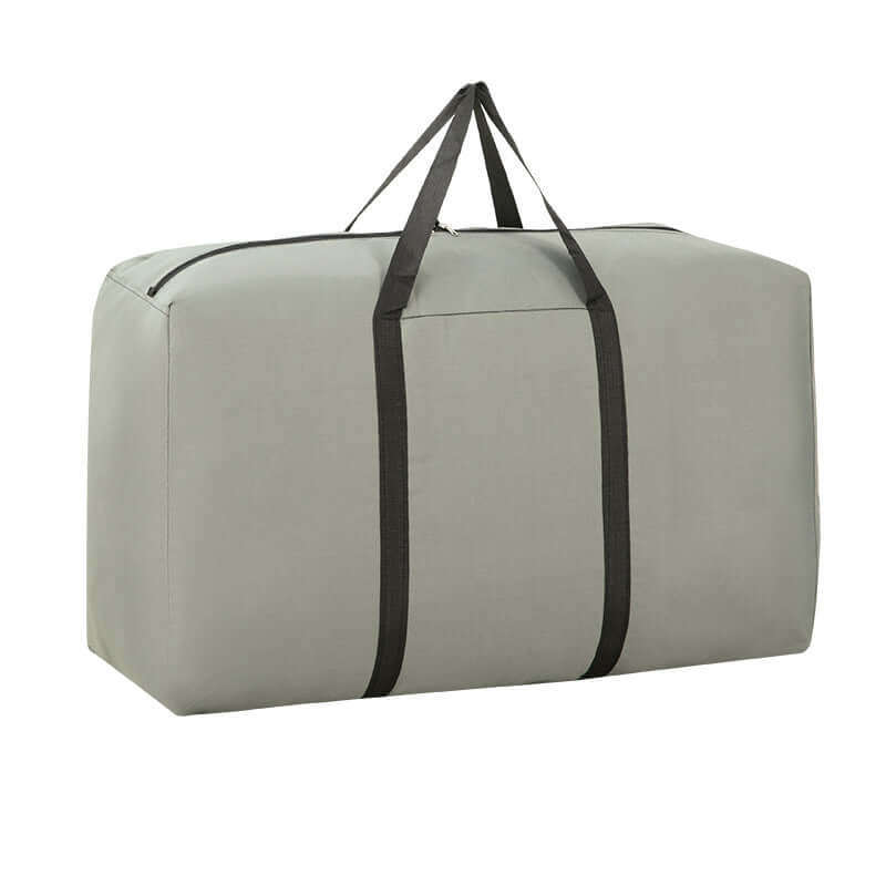 100L large foldable travel duffel bag in gray, designed for spacious and lightweight travel with durable construction.