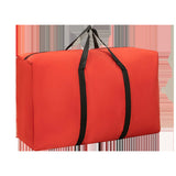 Red 100L large foldable travel duffel bag with black straps for easy carrying and storage.