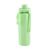 Foldable travel water bottle in green, lightweight and durable for hydration on the go.