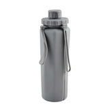 Foldable travel water bottle in gray, lightweight design for easy hydration on the go, 600ml capacity.