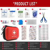 90-piece travel first aid kit with assorted medical supplies for emergencies and injuries.