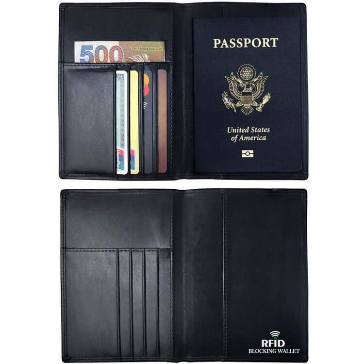 Genuine Leather RFID Passport Wallet