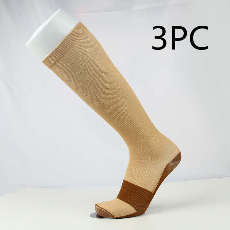 Lightweight Travel Compression Socks Brown 3P