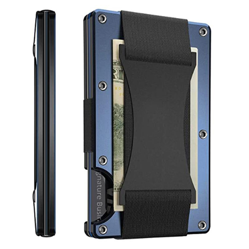 RFID-Blocking Slim Metal Card Holder Blue