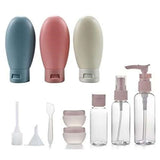 Reusable travel toiletry bottle set with leak-proof containers and accessories for personal care essentials.