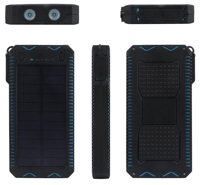 Solar-Powered Rugged Waterproof Power Bank Blue