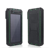 Solar-Powered Rugged Waterproof Power Bank Green